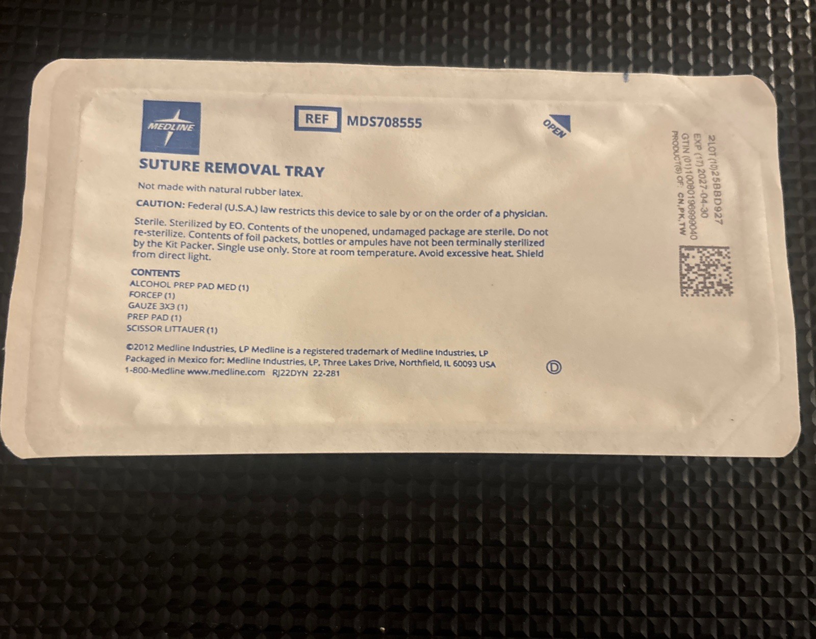 1 Medline Suture removal tray #MDS7088588