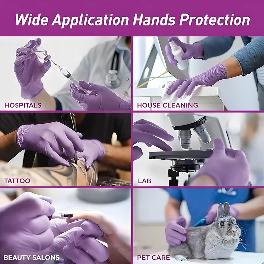 Disposable Nitrile Gloves Powder Free Latex Free Medical Use & Food Grade 100pcs