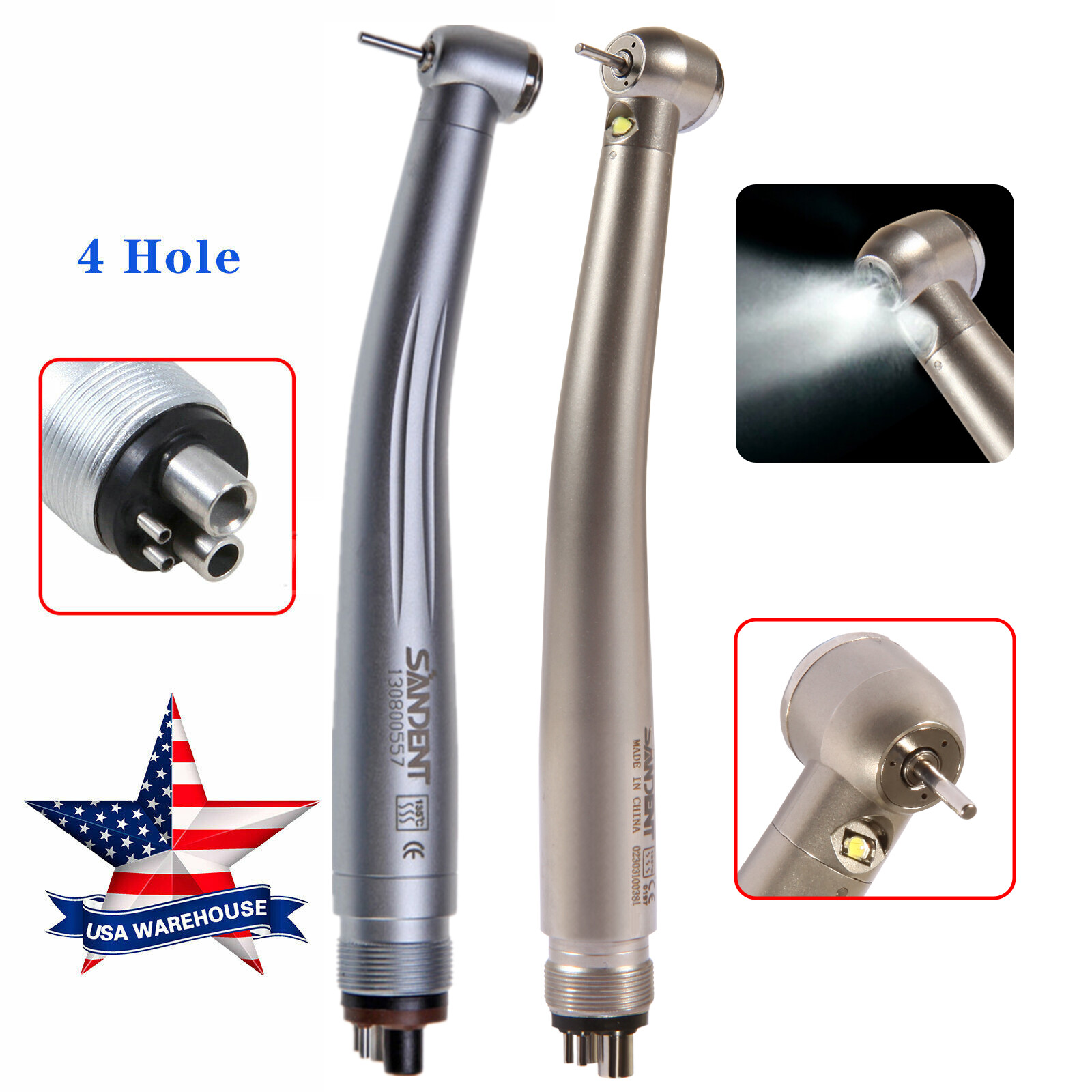 1-10pcs Dental LED E-generator Fast High Speed Handpiece Turbine Push Button