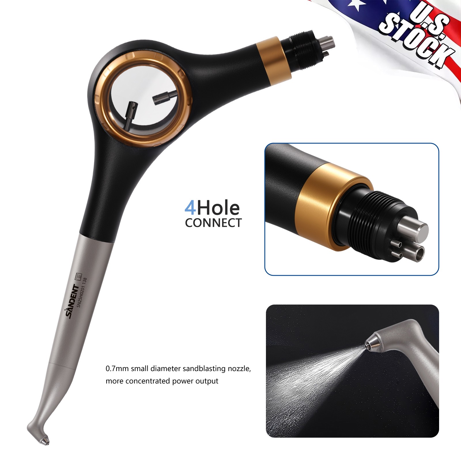 2/4 Holes 135ºC Dental Air Flow Teeth Polisher Handpiece Hygiene Prophy Jet