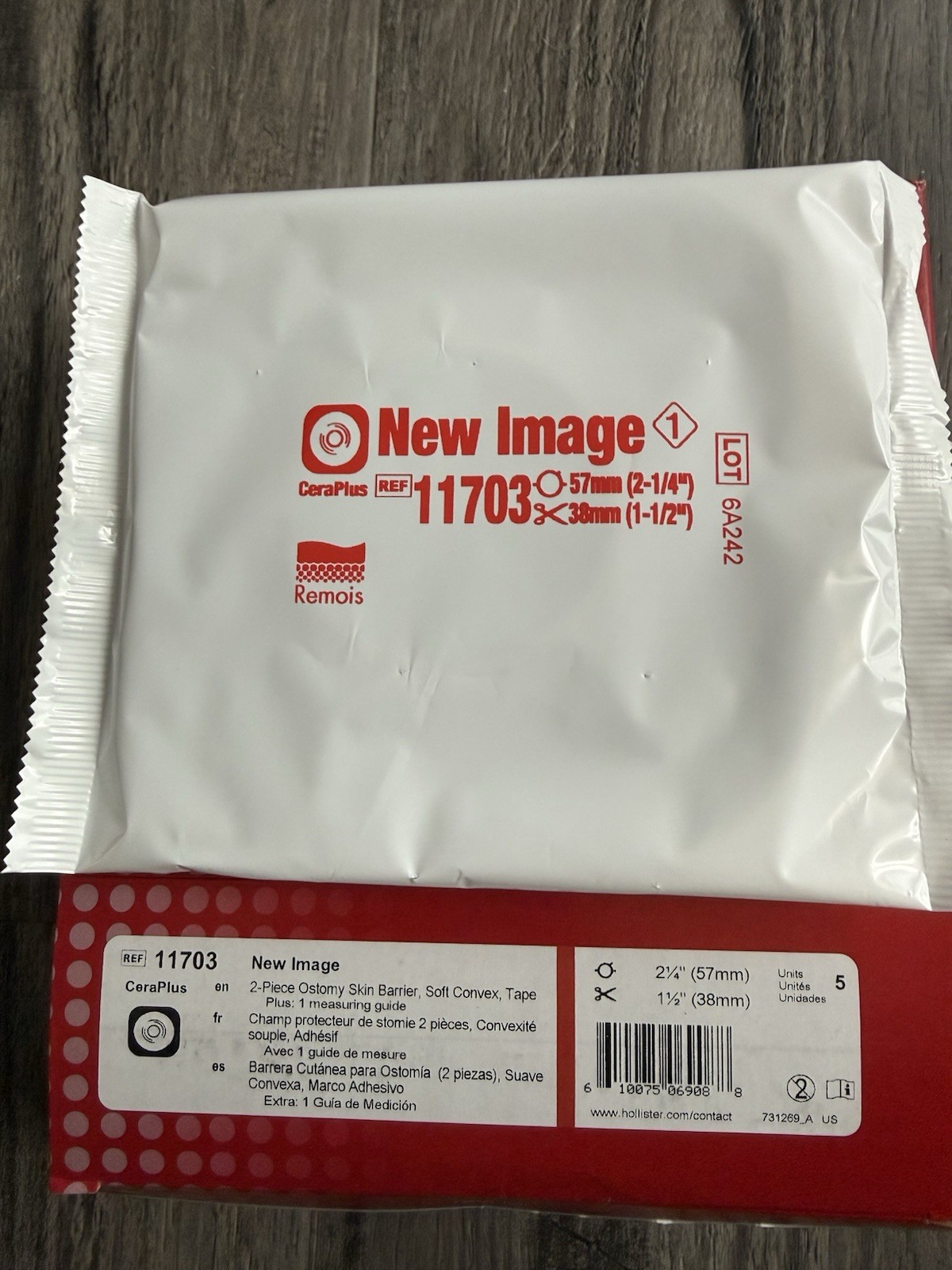 Hollister CeraPlus New Image 11703 Ostomy Skin Barrier Convex Tape Pre-Cut