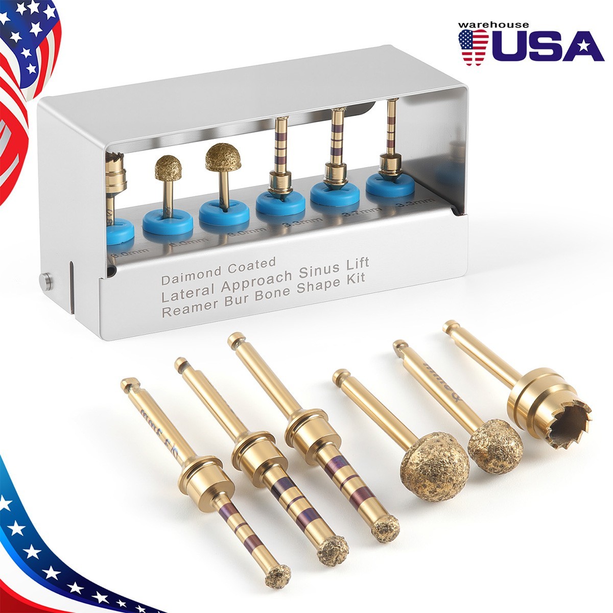 6PCS AZDENT Dental Lateral Approach Drill Sinus Lift Membrane Diamond Coated Bur