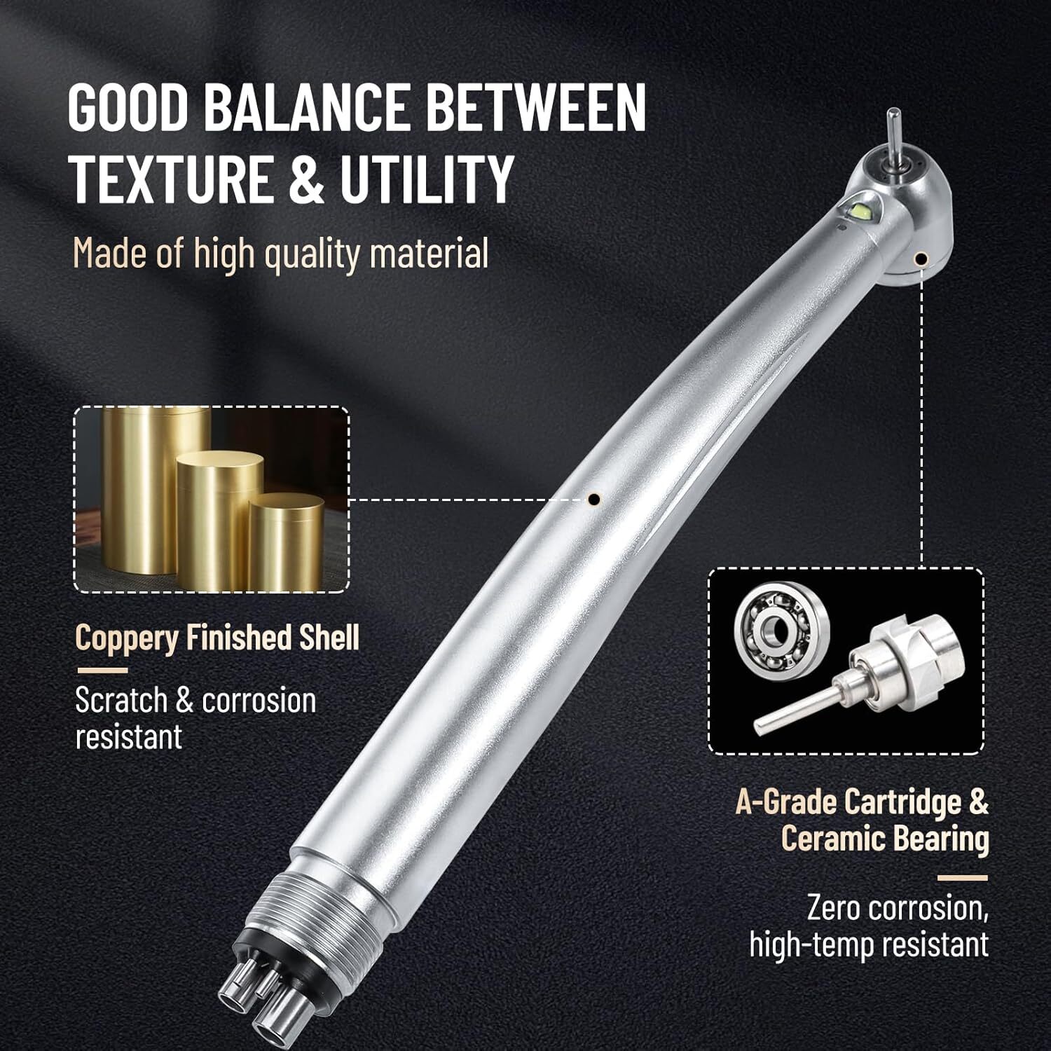 eLabPal Dental LED E-generator Fiber High Speed Handpiece Air Turbine 4Holes USA