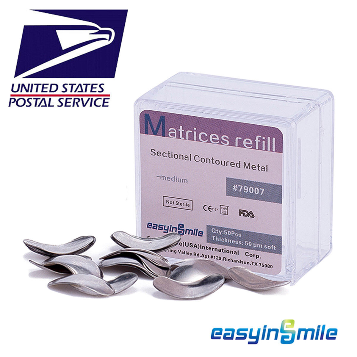 10box Metal Matrices Matrix Band Dental Sectional Contoured Refill S/M/L 50μm
