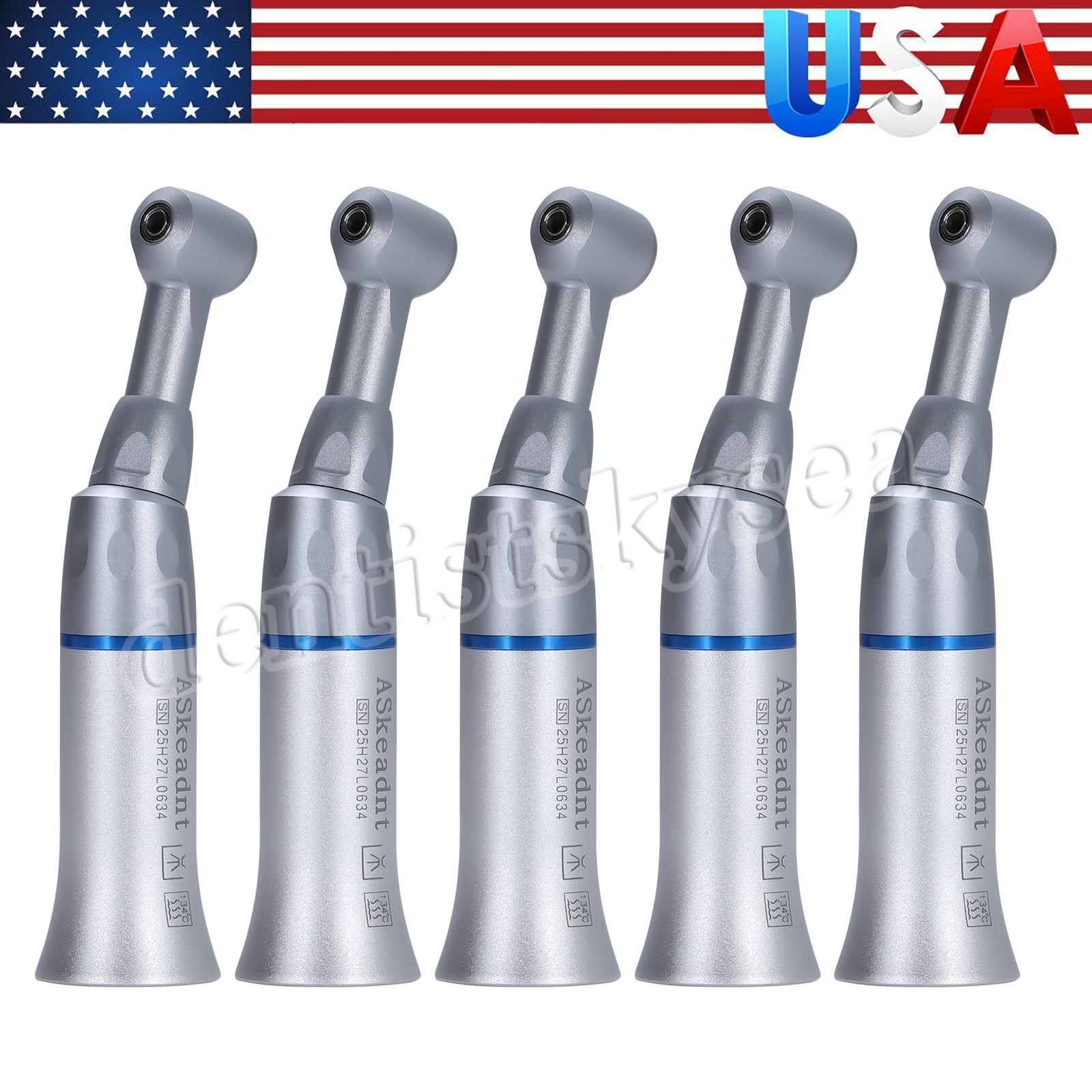 5Pcs USA Dental Slow Low Speed Handpiece Contra Angle Push Button YAD