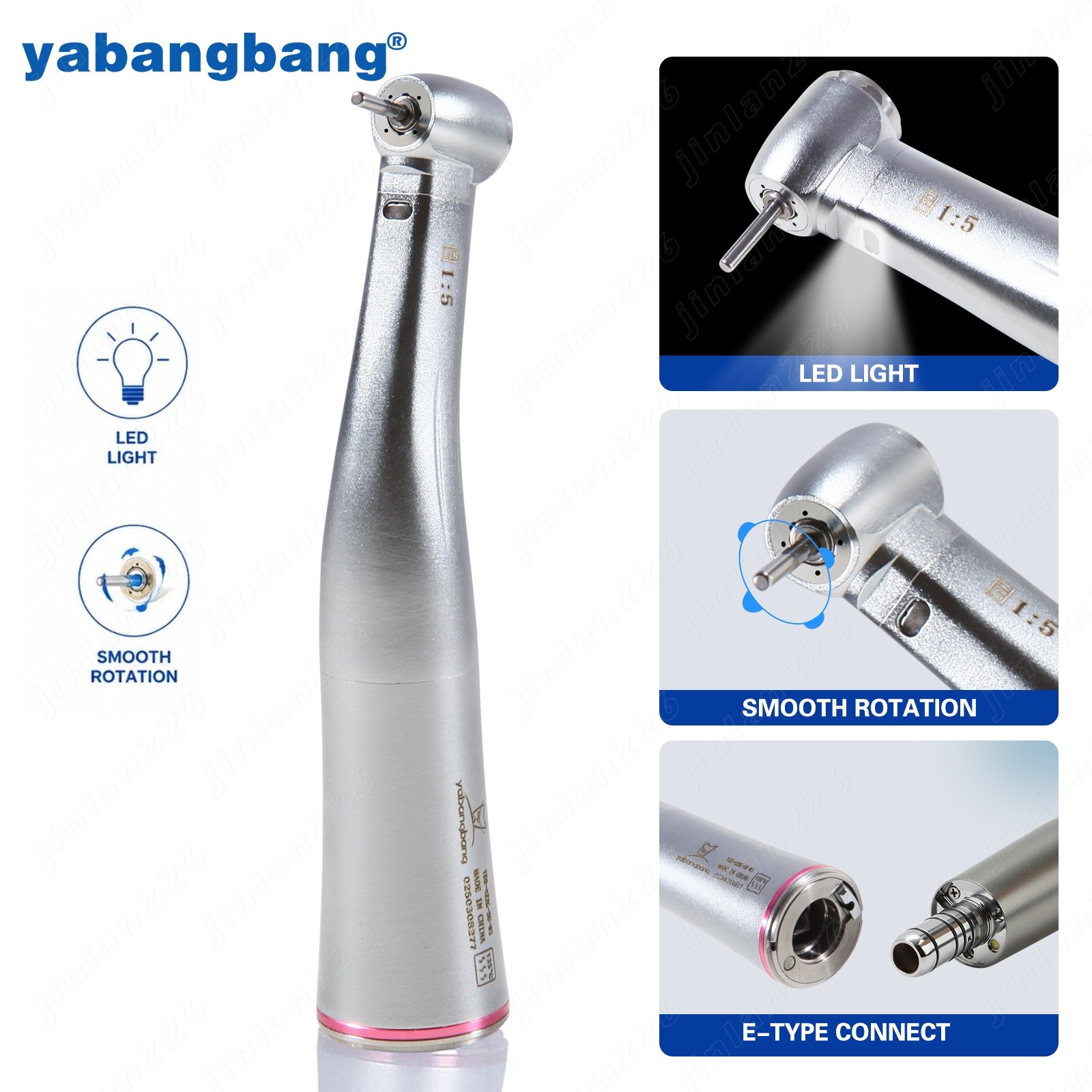 NSK Style LED Dental Electric 1:5 Contra Angle Increasing Speed Handpiece YBB