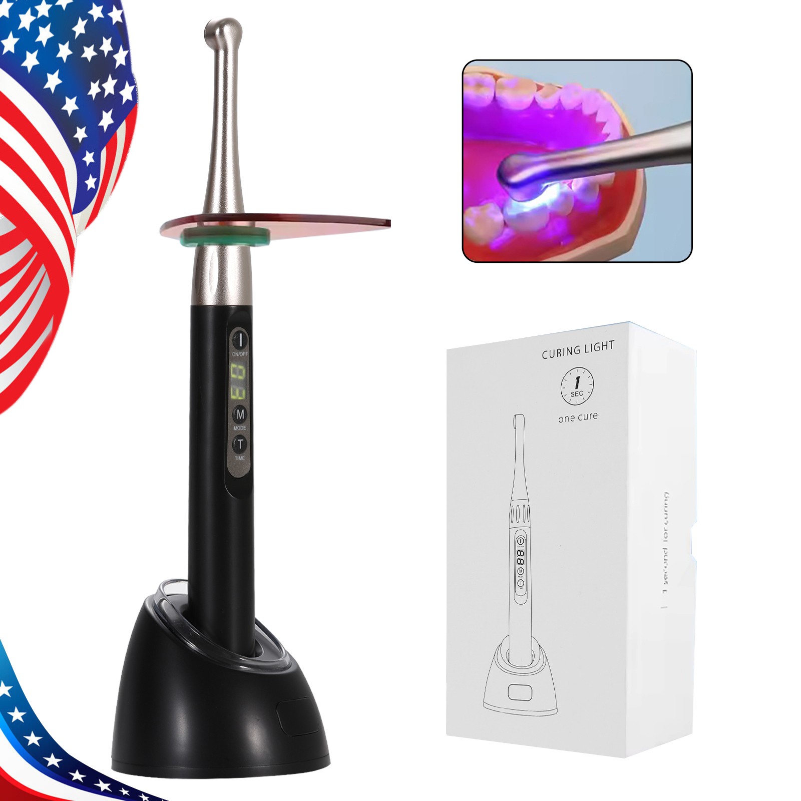 Woodpecker iLED Style Dental Curing Light Lamp 1 Sec 2500mw/c㎡ Black