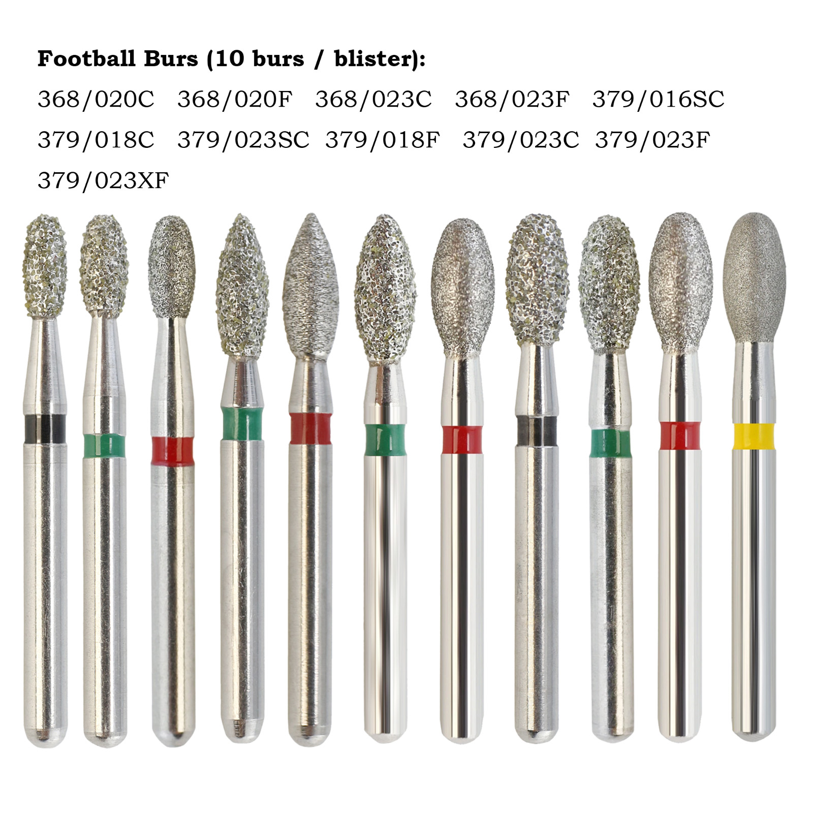 Dental Diamond Bur FG Football Round End Taper Flame Coarse Fine FG High Speed