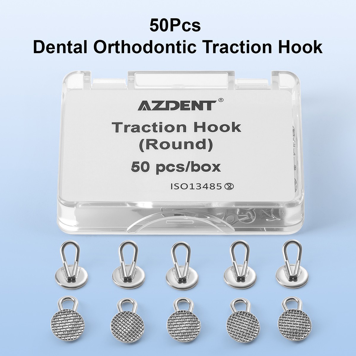 50pcs Dental Dentists Lingual Buttons Bondable Round/Rectangular Mesh Base/MIM