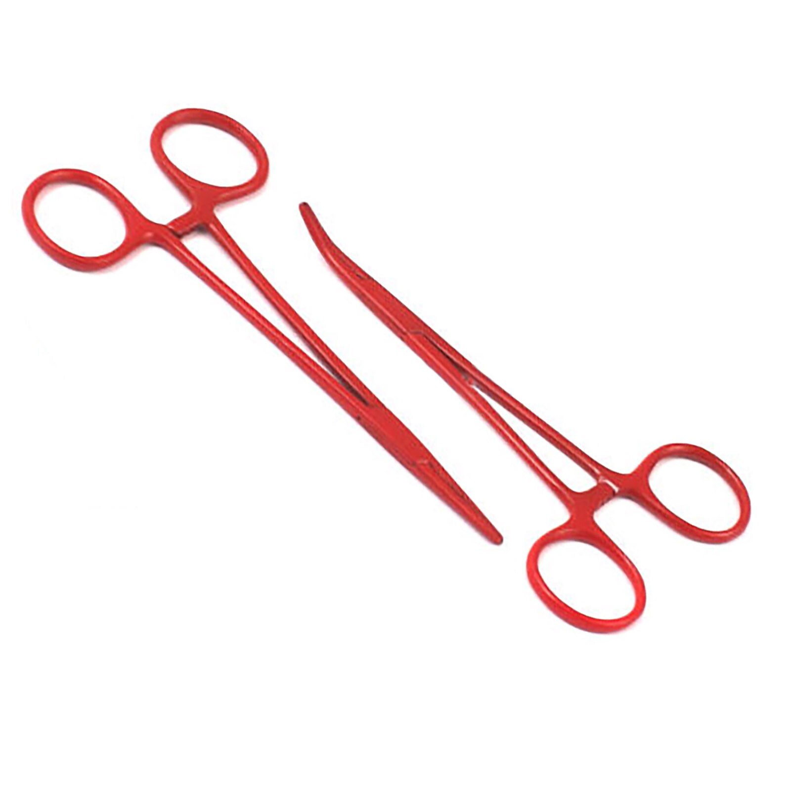 AA Pro: (Pack of 2) Crile Hemostat Forceps 5.5″ Straight & Curved Red Coated