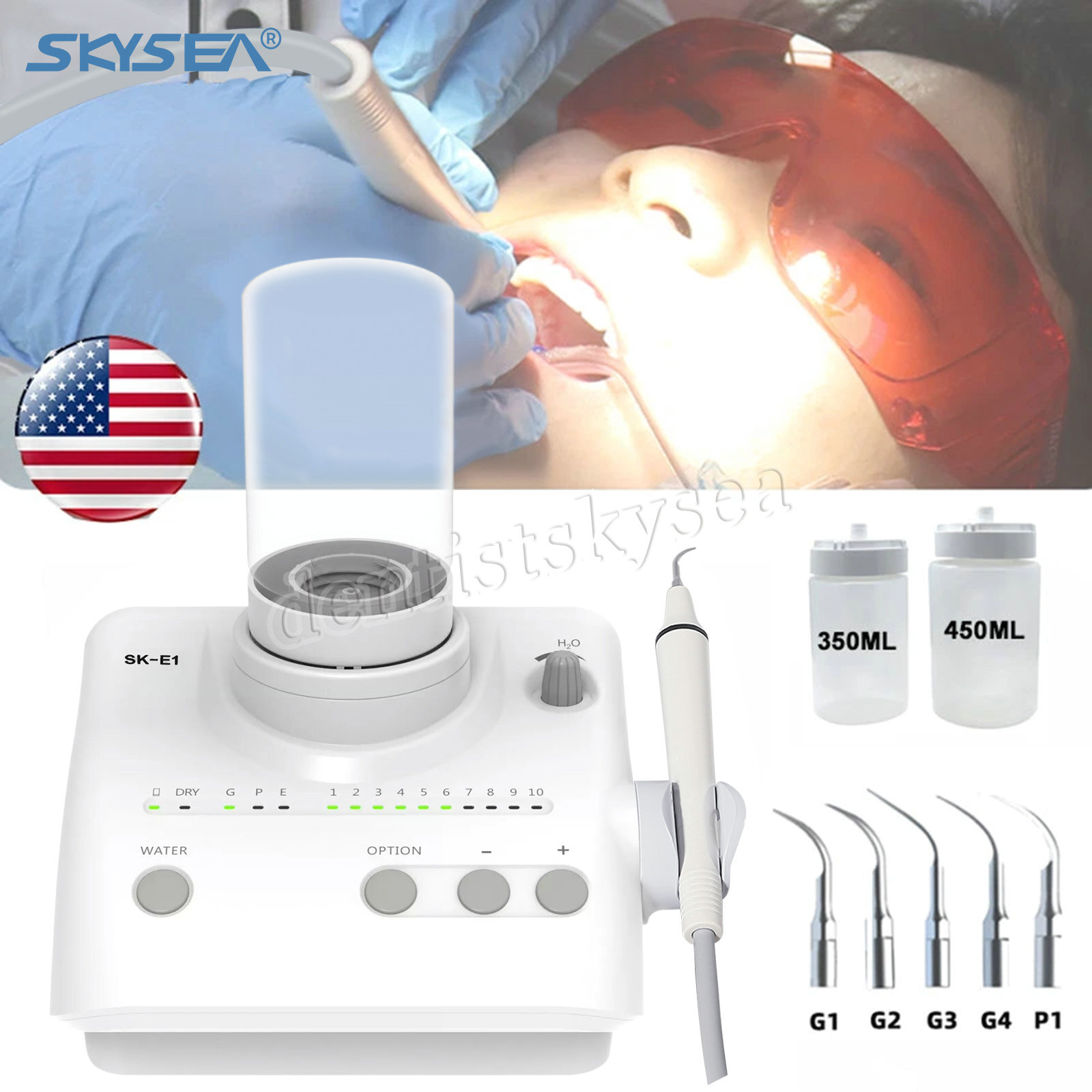 Ultrasonic Piezo Scaler w/ 2 Water Bottles Handpiece Fits EMS Woodpecker Dental