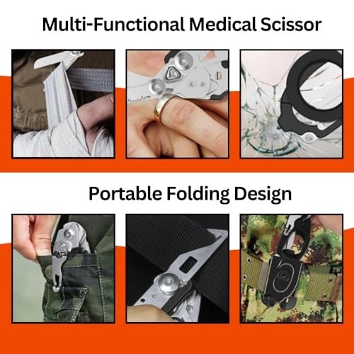 6-in-1 Heavy Duty Trauma Shears | Foldable Emergency Response Tool | Stainless S