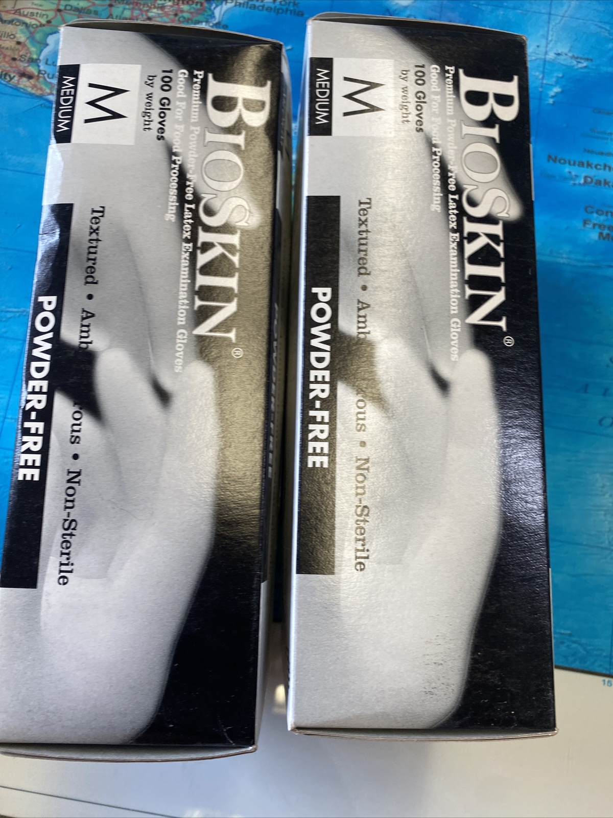 Bioskin Powder Free Latex Exam Gloves 2 boxes of 100 gloves size medium
