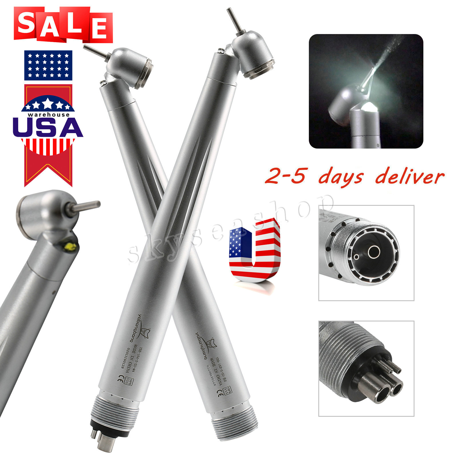 1-5pcs NSK PANA style Dental (LED) 45° Degree Surgical High Speed Handpiece SQ