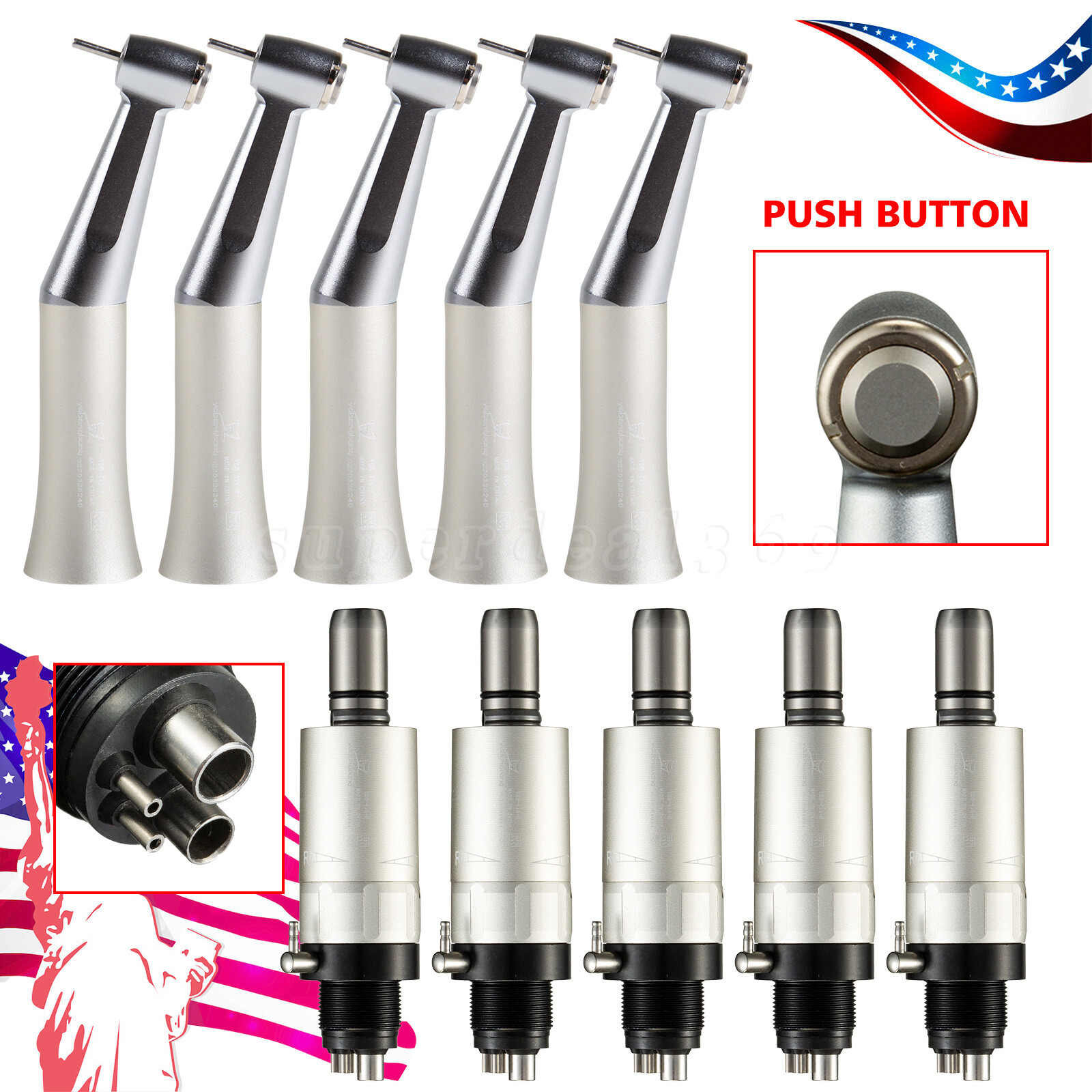 1-10*Dental Contra Angle handpiece Fit FG1.6mm Friction Bur /Air Motor 4 Hole SA