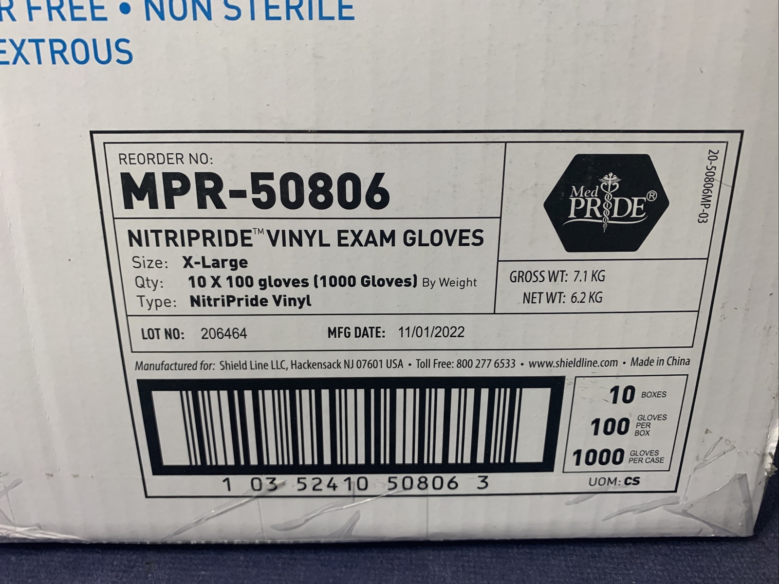 Med Pride – Synthetic Vinyl Exam Gloves – Size XL – Case Of 1000 – (MPR-50806)