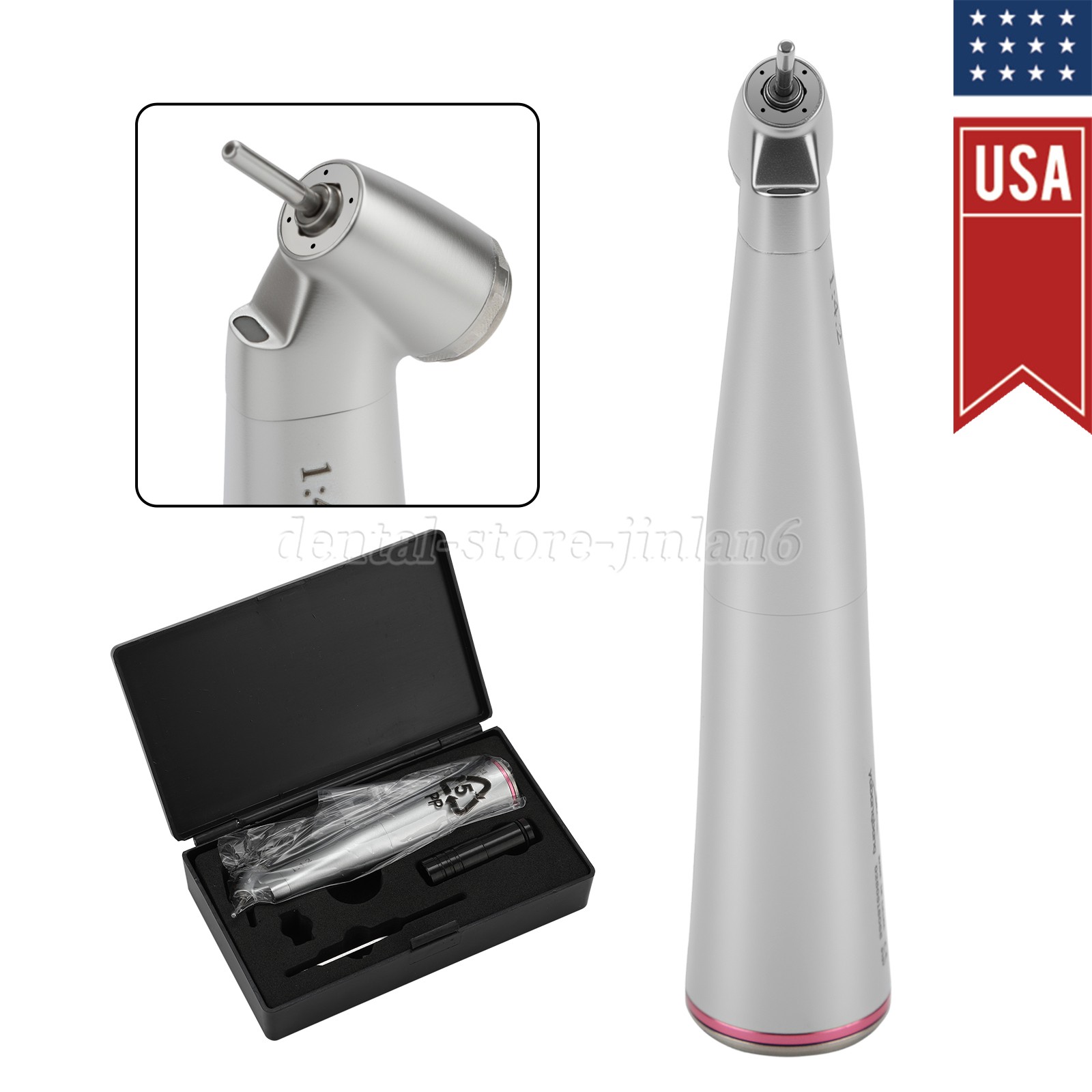 Dental Optic Fiber LED 1:4.2 Increasing Handpiece 45°Angle Head External Channel