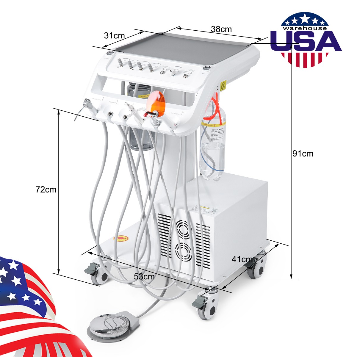 Portable Dental Mobile Delivery Unit with Compressor Curing Light Scaler Suction