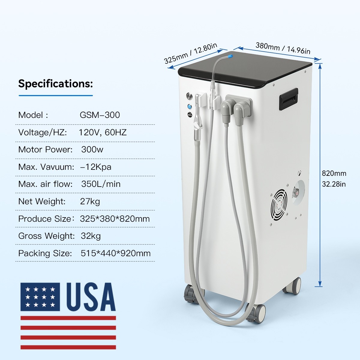 Portable Dental Suction System Pump High Volume/Semi-dry System Suction Machine