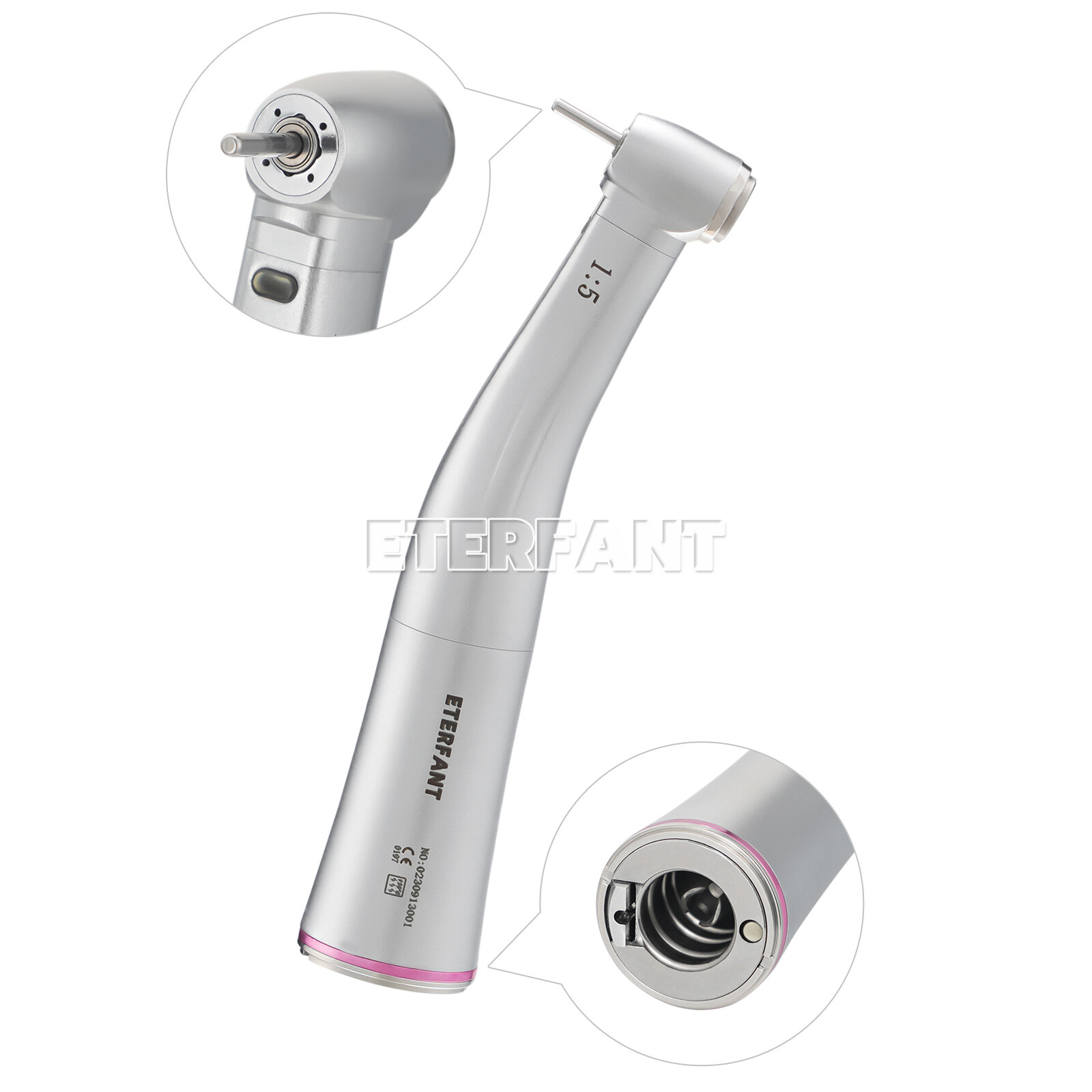 ETERFANT Dental 1:5 Increasing Contra Angle LED Optic Fiber F/NSK Electric Motor