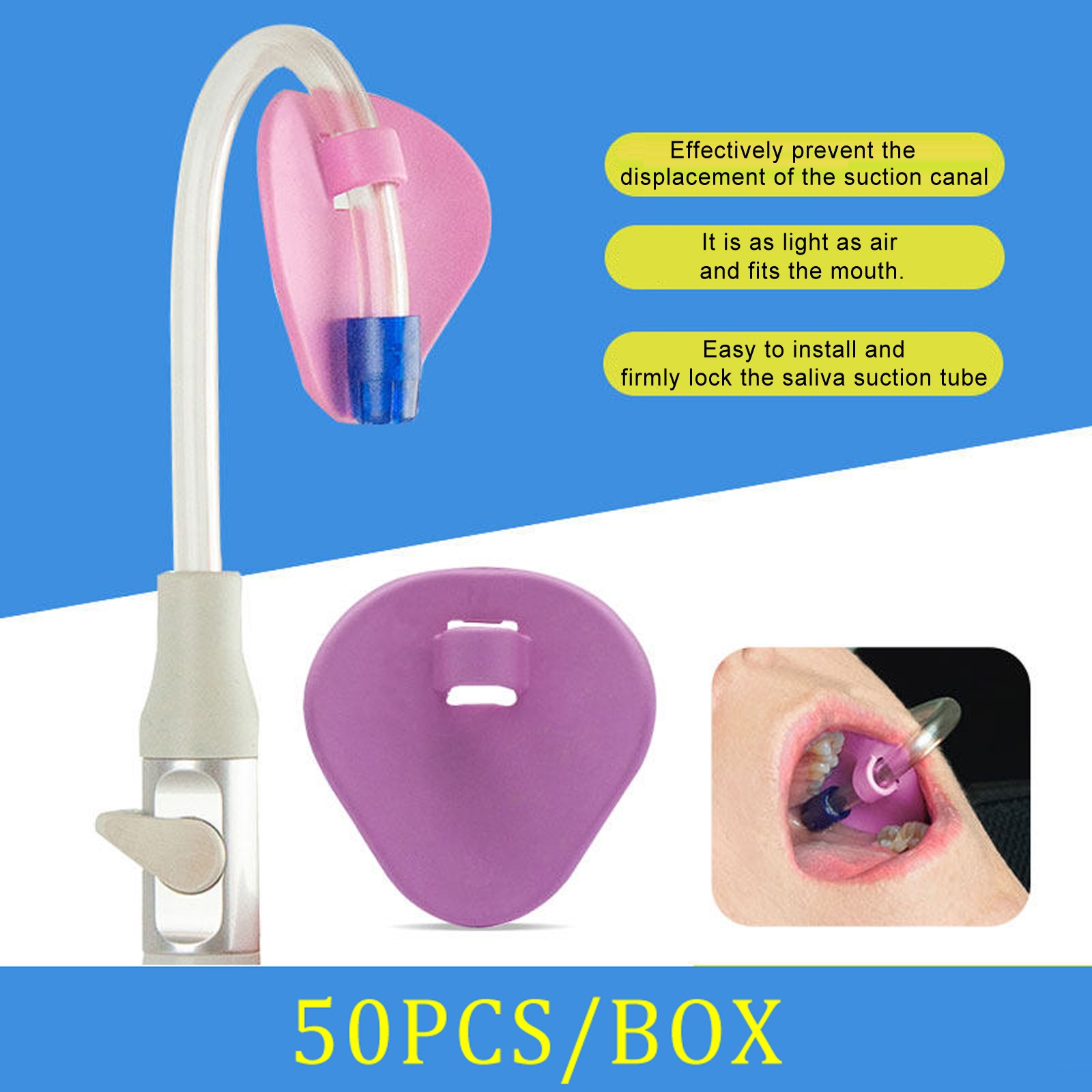 Dental Saliva Ejectors Ejector Disposable Suction Tips Holder Pink