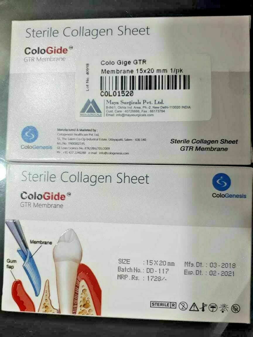 NEW COLO GIDE STERILE COLLAGEN SHEET GTR MEMBRANE 10 x 15mm