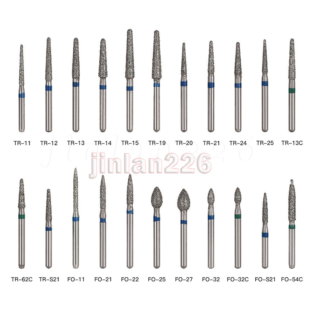 100pcs Dental Diamond Burs for High Speed Handpiece Friction Grip Burs 1.6mm USA