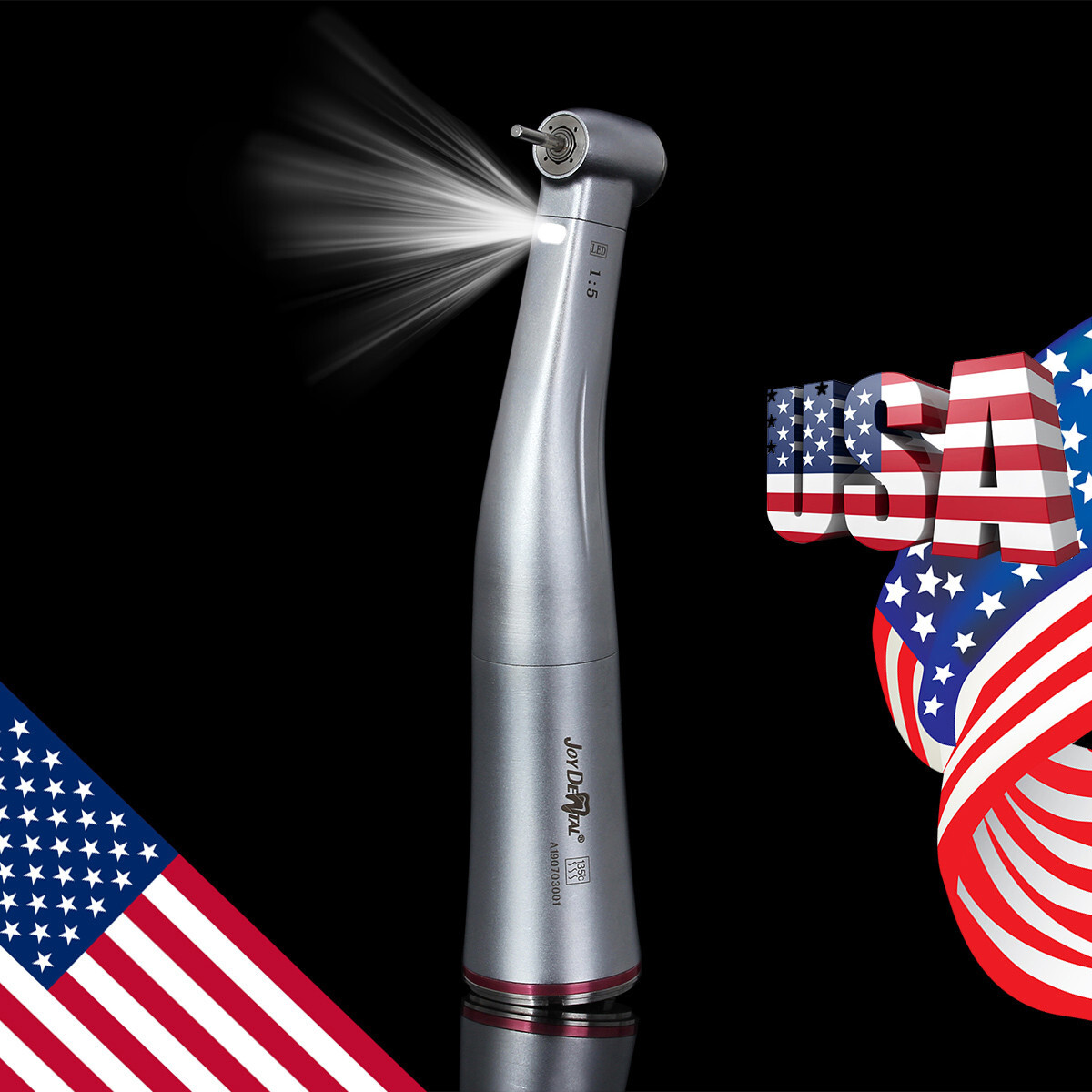 AZDENT Dental Fiber Optic LED 1:5 Contra Angle Handpiece 200000min/rpm