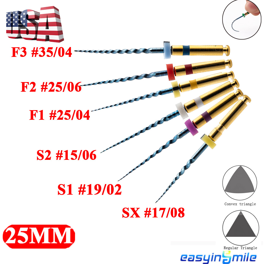 Dental Endo X-pro Blue Taper files endodontic rotary NITI Root canal Files 25MM