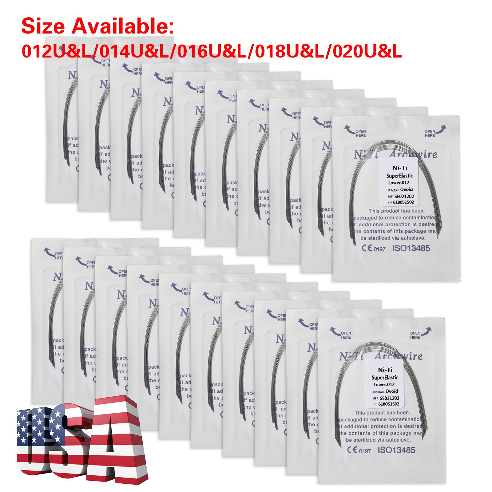 10pack Dental Ortho Arch Wire Round Niti Super Elastic oval/ovoid Upper/Lower