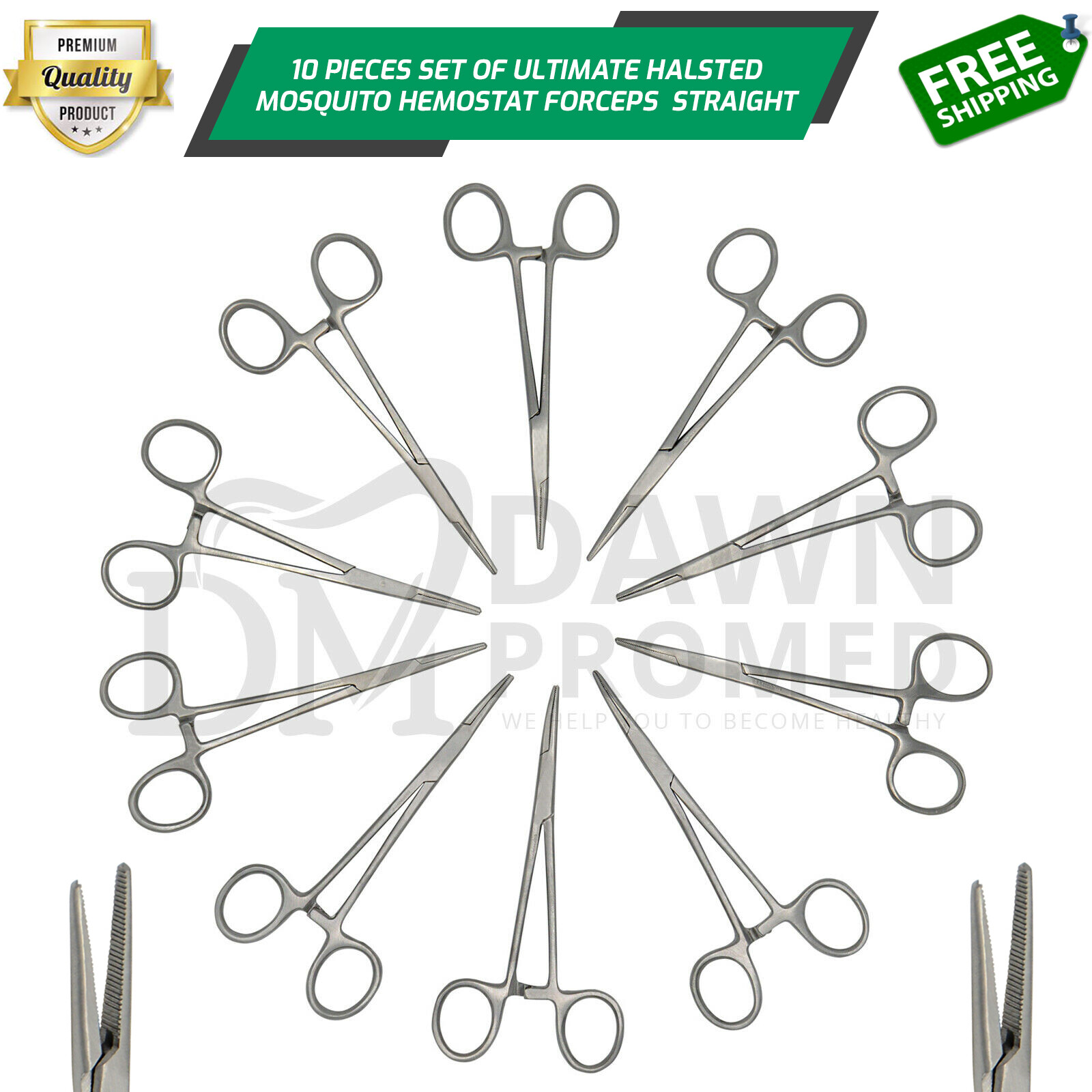 10 Mosquito Hemostat Locking Forceps 5″ Set Straight Surgical Dental German Gr