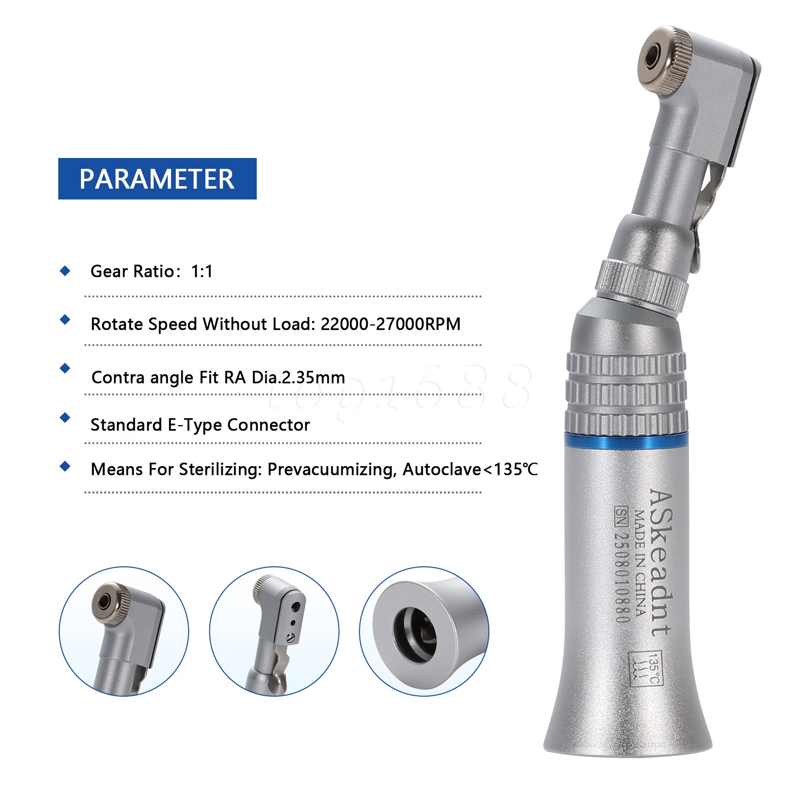 NSK Style Dental Slow Low Speed Contra Angle Handpiece Latch E-Type Attach RA US