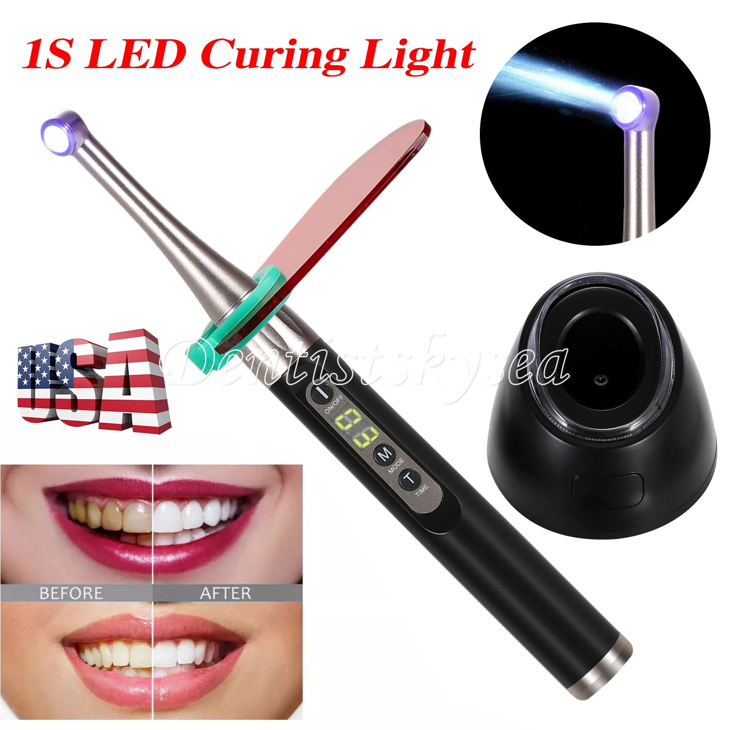Dental LED Curing Light Cure Lamp Wireless Cordless Resin Woodpecker Style LA