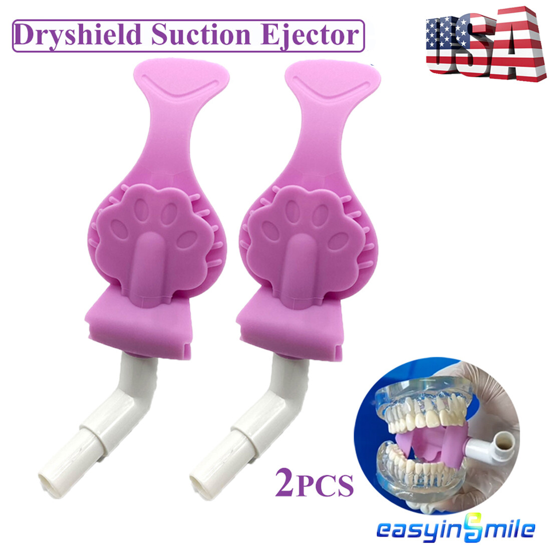 Dental Isolation Mouth opener Silicone Bite Block Sterilize Saliva Suction Tube
