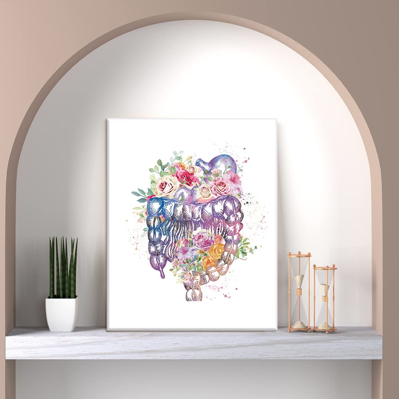 Human Anatomy Wall Art, Anatomical Art Set of 6(12”x16”),Floral Heart Skull O…