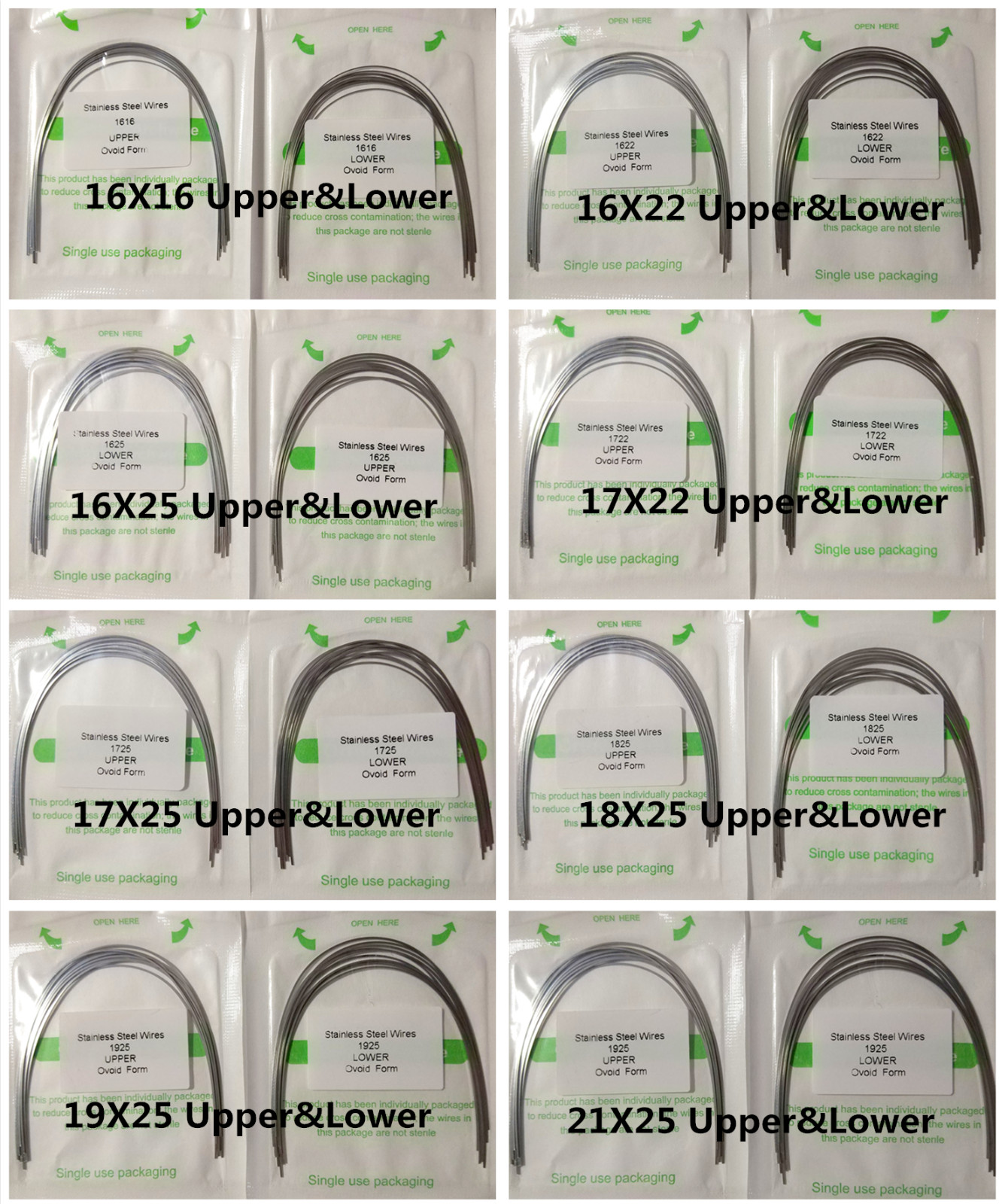 100Pc Dental Orthodontic Arch Wires Ovoid Wire Stainless Steel Rectangular Round