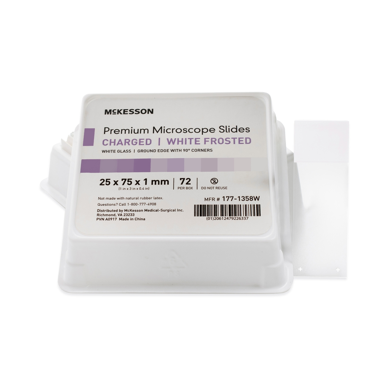 McKesson Glass Charged Microscope Slide 25 X 75 X 1 mm White Frosted End 72 pcs