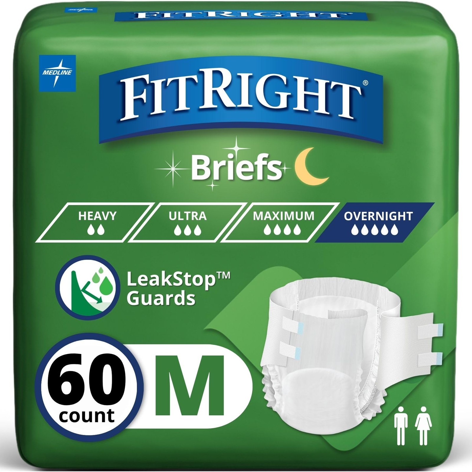Fitright Medline Extended Wear Overnight Adult Briefs Tabs Maximum Absorbency