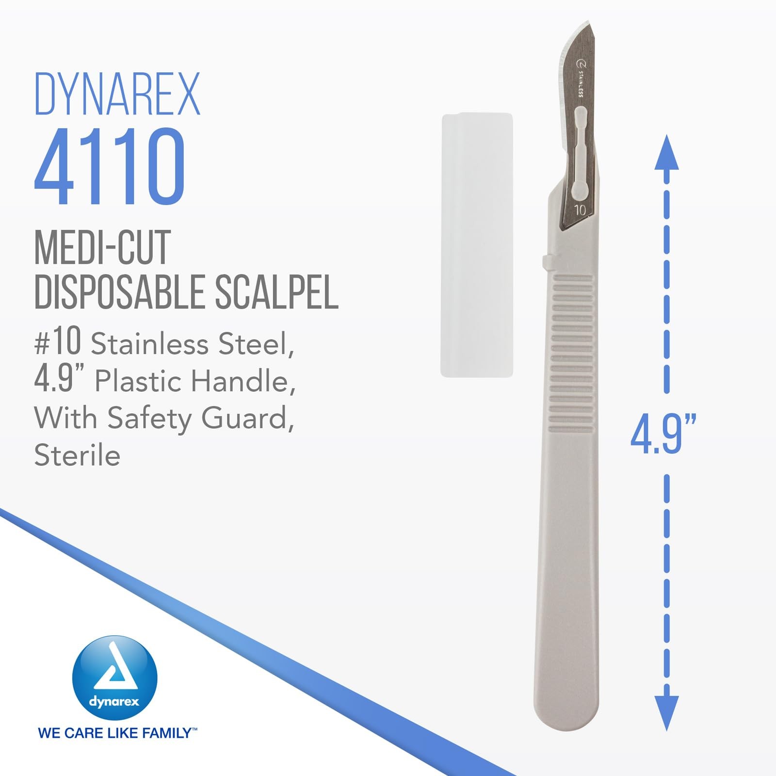 Dynarex Medi-Cut Disposable Scalpel Blades – 10 Count (Pack of 1), Gray