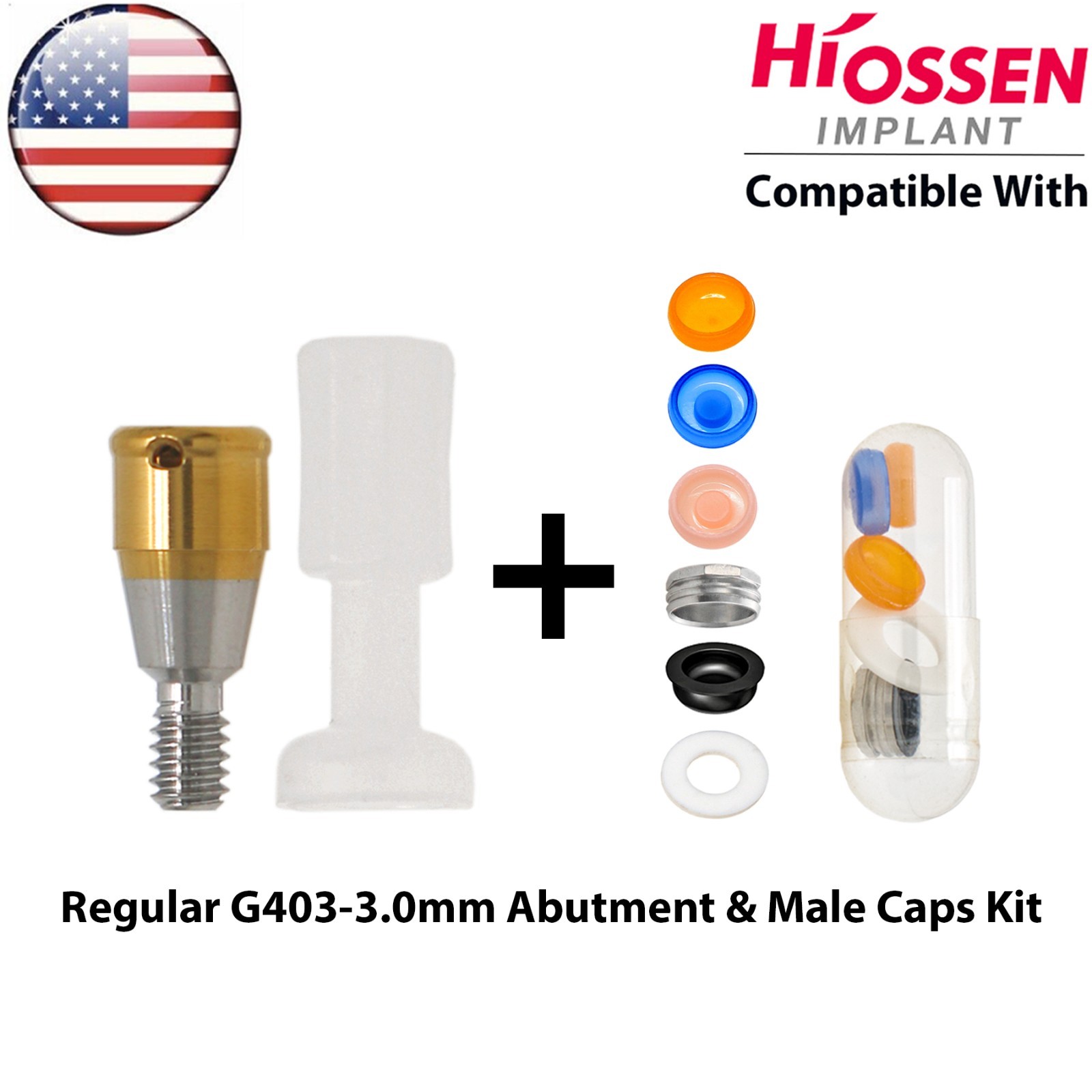 US Fits Hiossen Osstem Overdenture Locator Abutment Regular Mini & Male Caps Kit