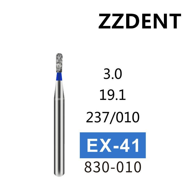 100 PCS EX-41 Blue Standard/Medium Diamond Burs for Dental High Speed Handpiece
