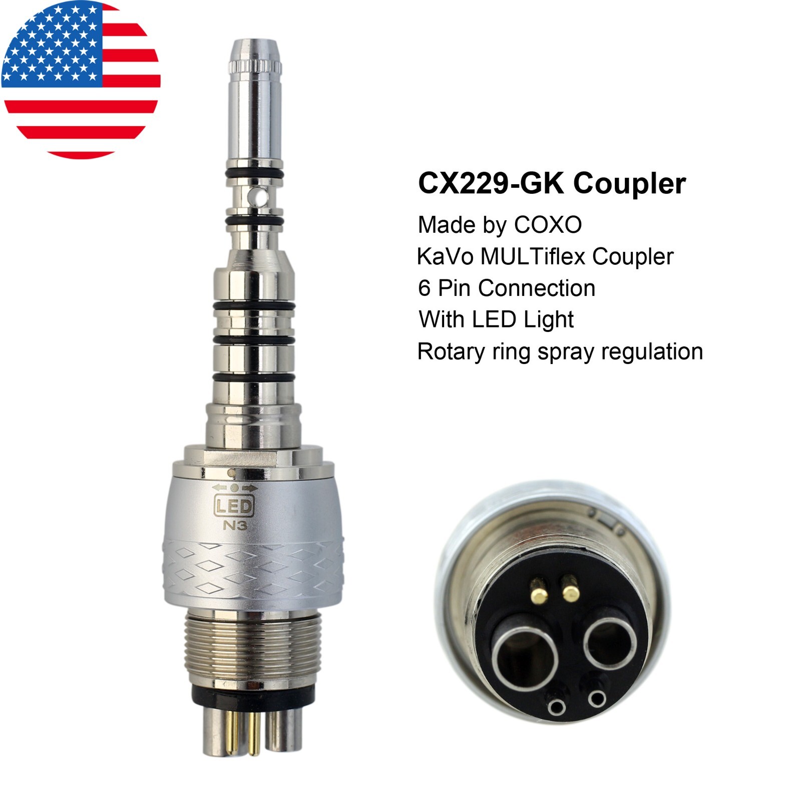Dental Handpiece Coupling Coupler 6 Hole LED For KAVO Multiflex NSK Phatelus W/H