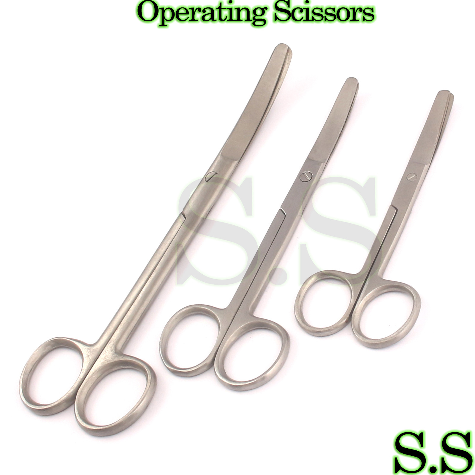 3 OPERATING SCISSORS 4.5″+5.5″+6.5″ CURVED BLUNT BLUNT SURGICAL INSTRUMENTS
