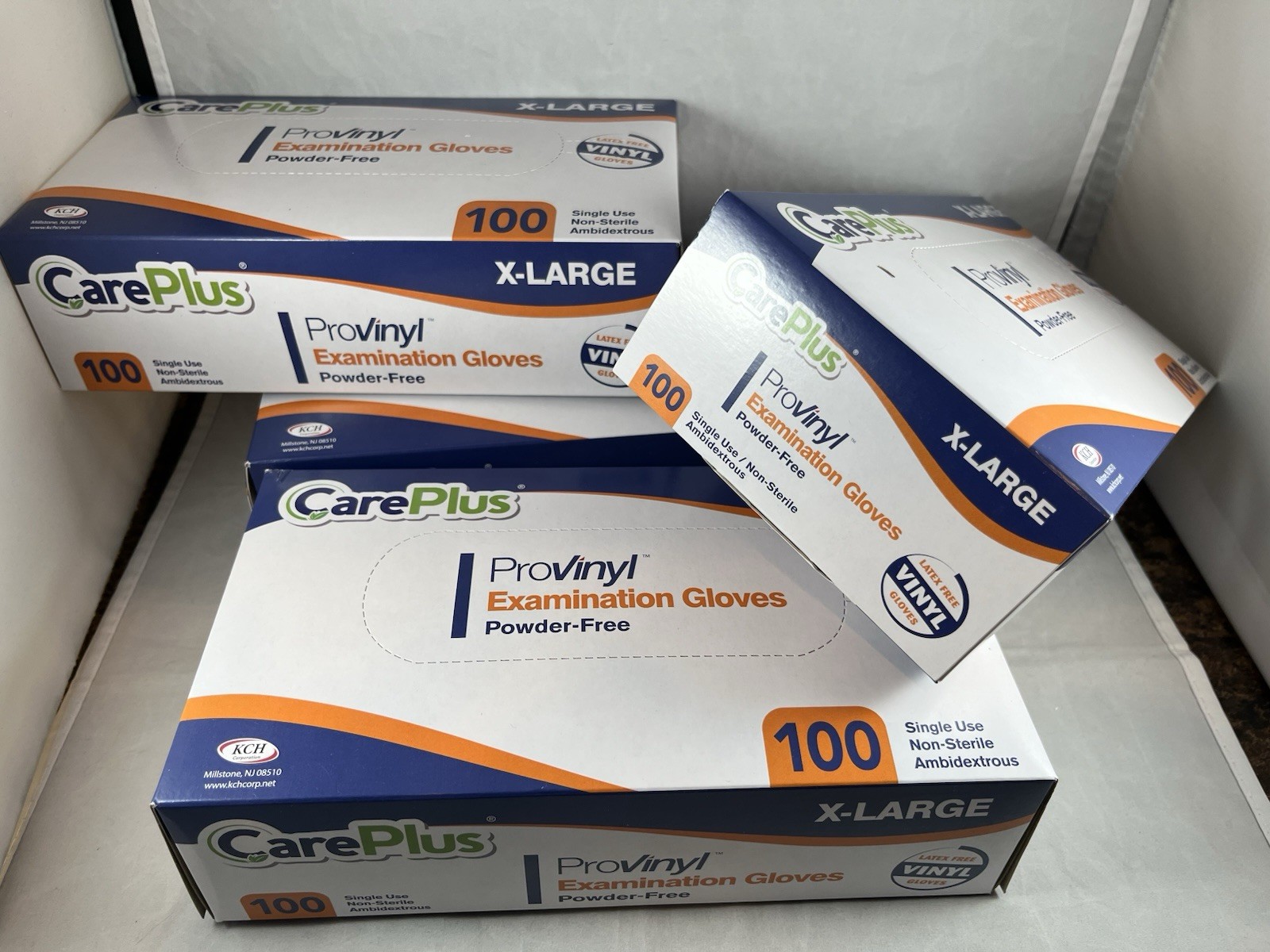 Disposable Vinyl Gloves XLarge 100/box Powder Free Latex Free Care Plus Lot of 4