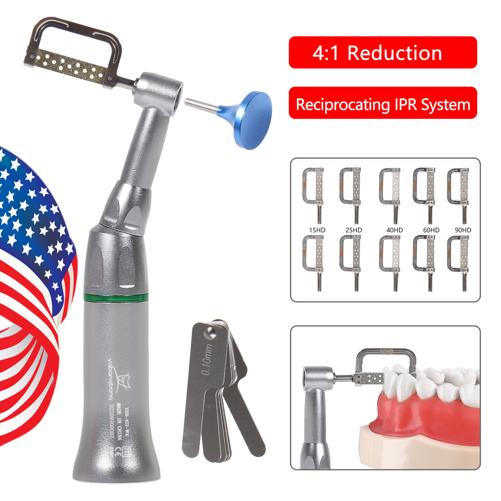 Dental 4:1 Reduction Contra Angle Interproximal Strips Reciprocating IPR Slice