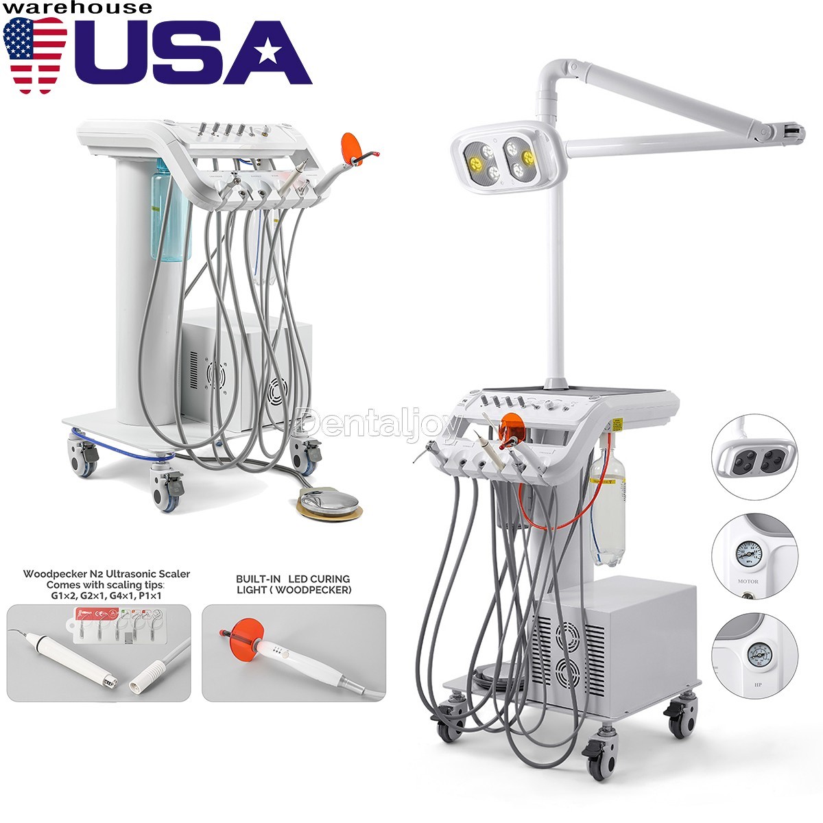 Dental Portable Mobile Delivery Unit System Air Compressor 4H/With Surgical Lamp