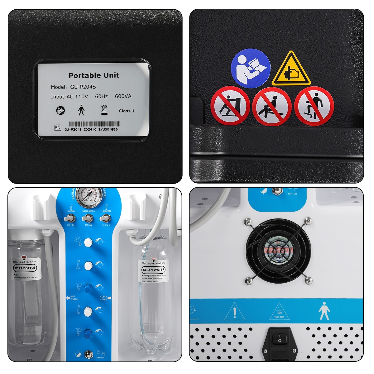 Portable Dental Mobile Delivery Unit Air Compressor Strong Suction System 4Hole