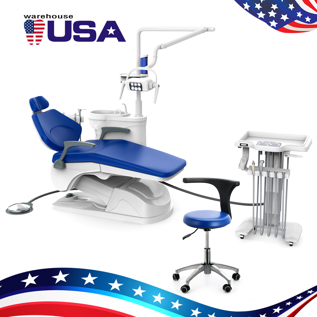 Dental Unit Chair Computer Controlled DC Motor PU Leather +Doctor ‘s Stool FDA