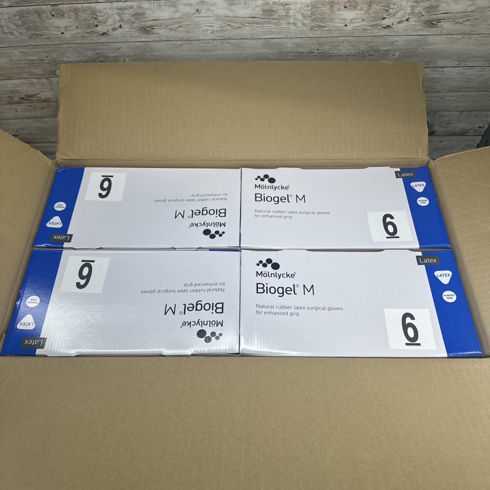 Molnlycke Biogel M Latex Surgical Gloves 1 CASE Sterile, Size: 6 Exp: 03/27