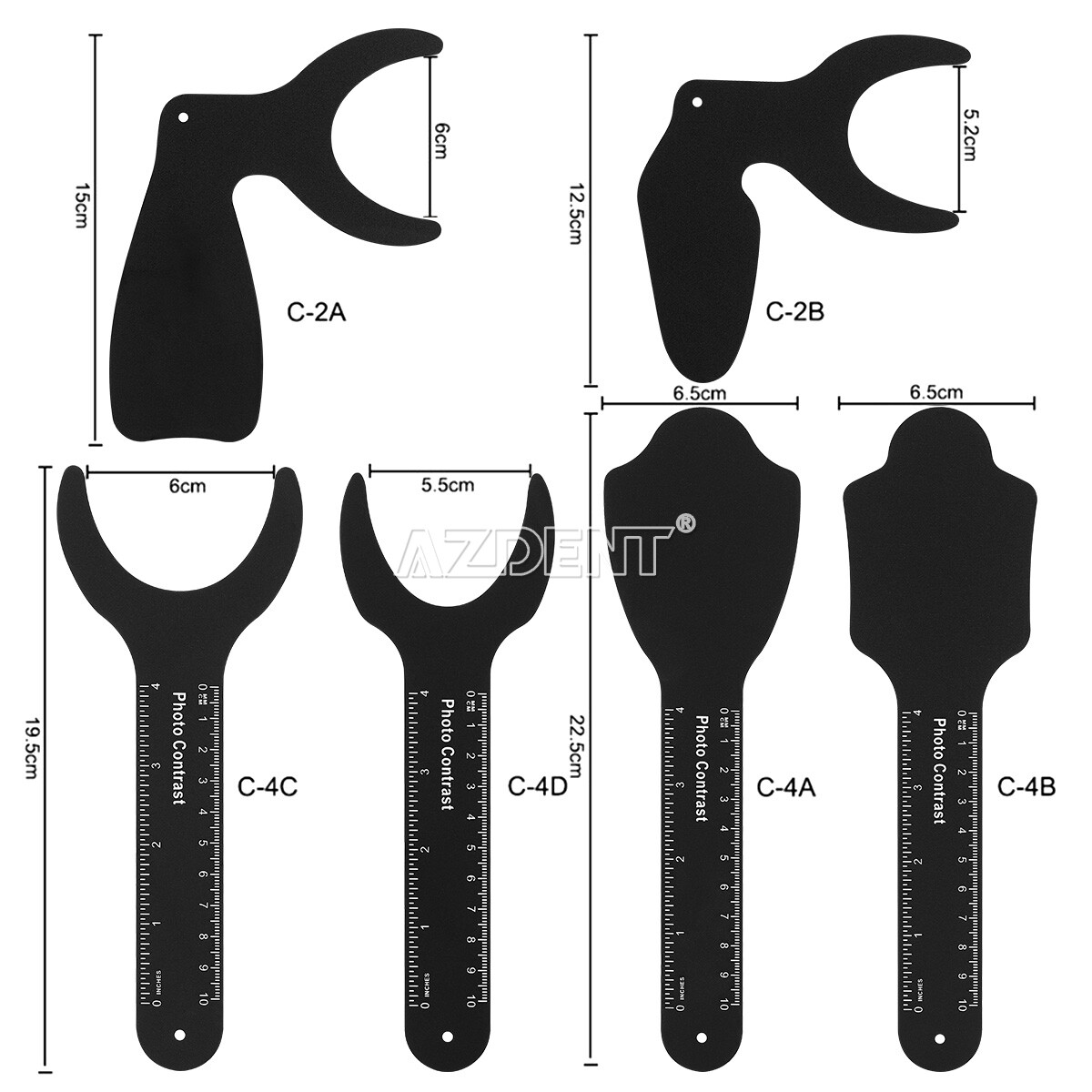 6Pcs Dental Photo Contrast Set Kit Black Background Board Photography Contraster